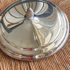 Sheffield Vintage Sterling Silver Plated Metal Lid Cover with Pineapple Finial